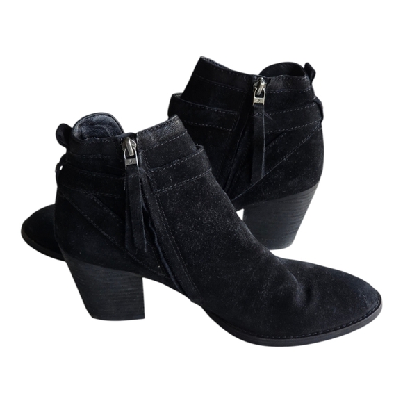 Anthropologie Sam Edelman Suede Ankle Boots 9.5M Myra Women Black Block Heel - Picture 5 of 16